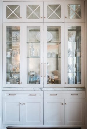 Beyond beautiful dining room storage in white + gold | bluegraygal